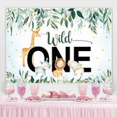 Wild Eins Karikatur Tier Baby Dusche Hintergrund für Junge